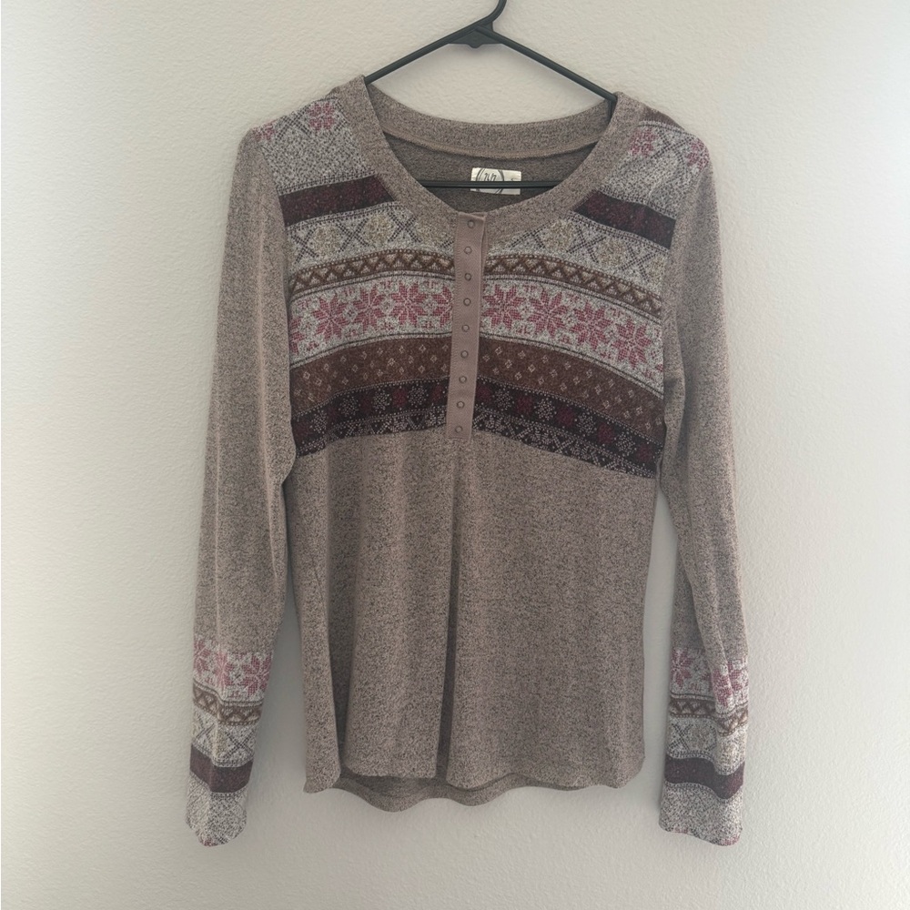 Maurices Multicolor Patterned Long Sleeve Top